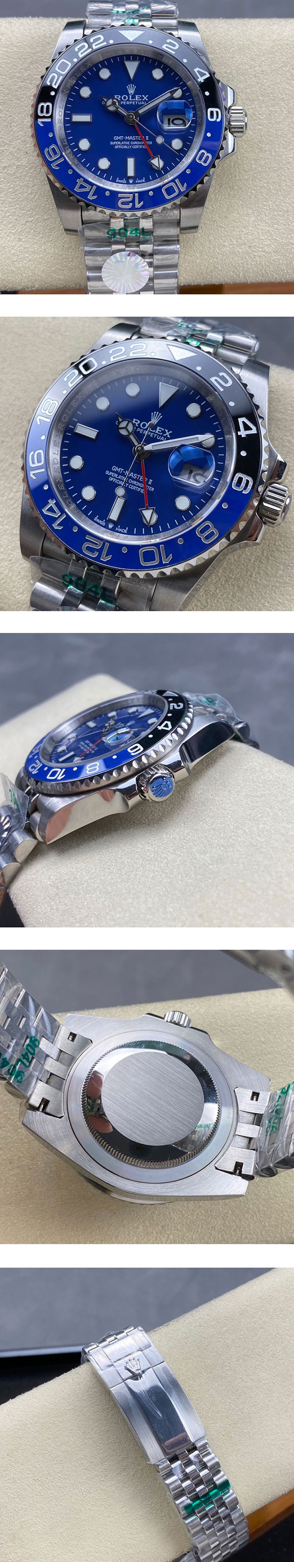 【腕時計を改造する】ロレックスコピー時計 GMTマスター II 126710BLRO ブルー文字盘、トラブル無し